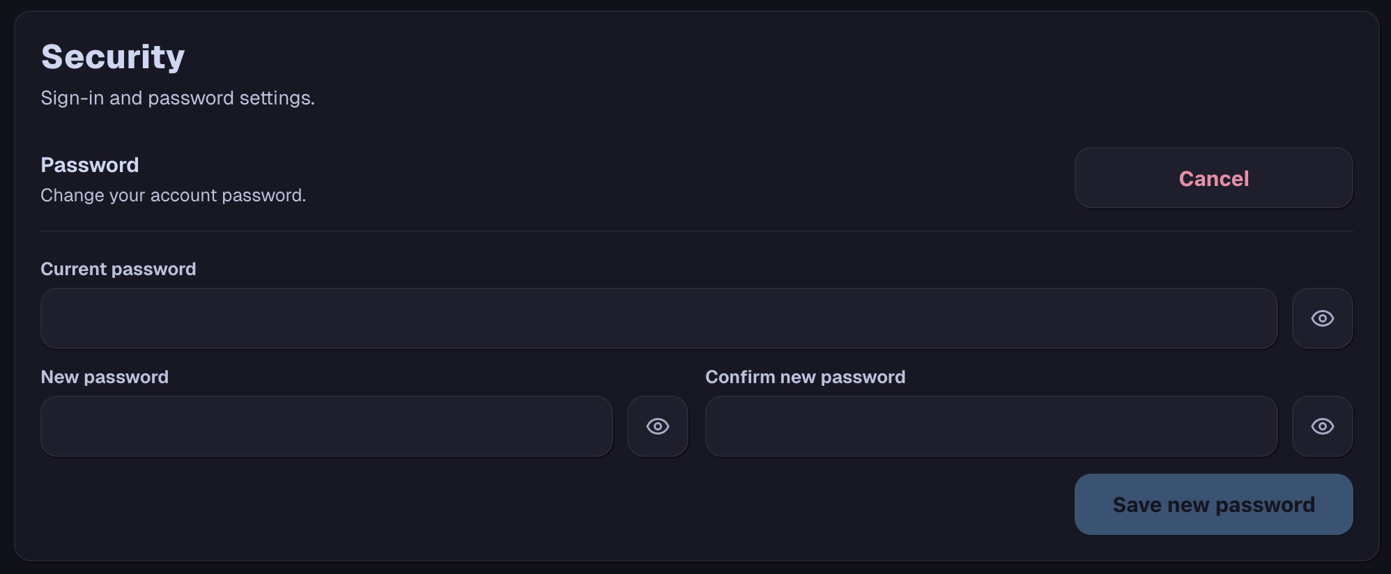 Change Password Panel